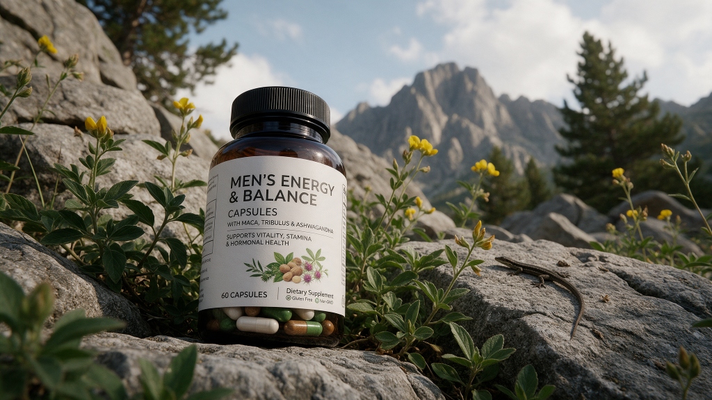 Men's Energy & Balance kapslar burk i vacker bergsmiljö